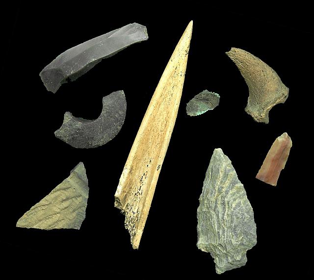 Various prehistoric artifacts